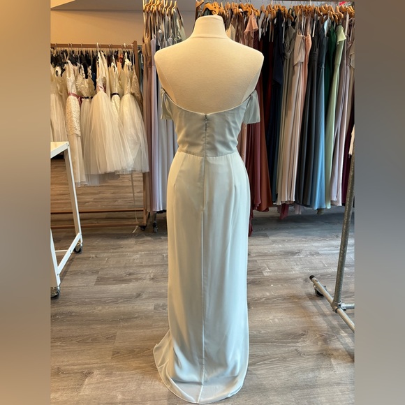 NEW - JENNY YOO - JACQUELINE OFF THE SHOULDER DRESS - SERENITY BLUE - Picture 4 of 5